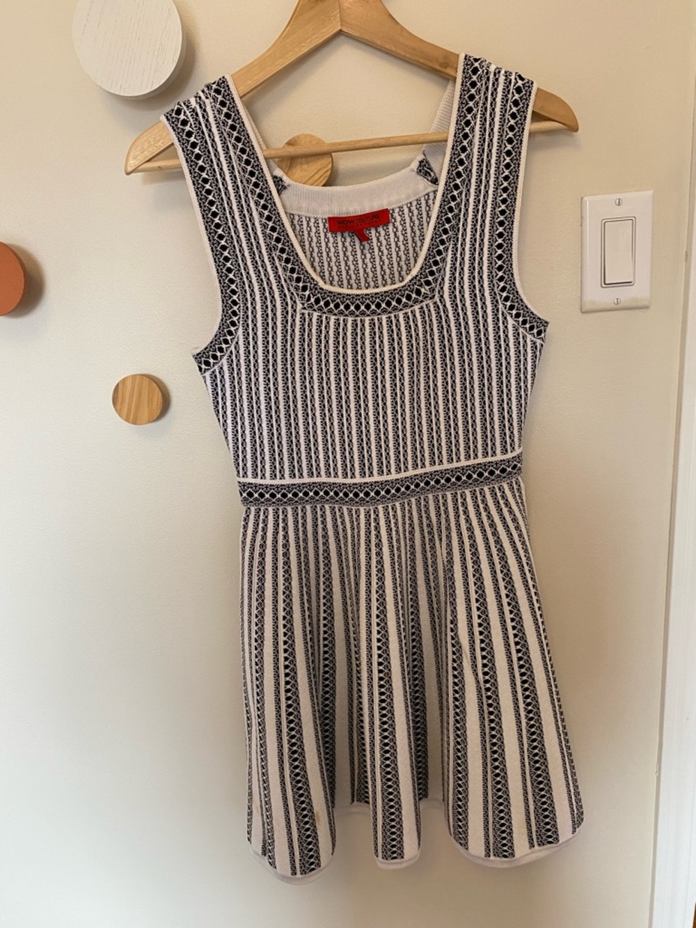 WOW couture Black and White Striped Knit Tank Dress